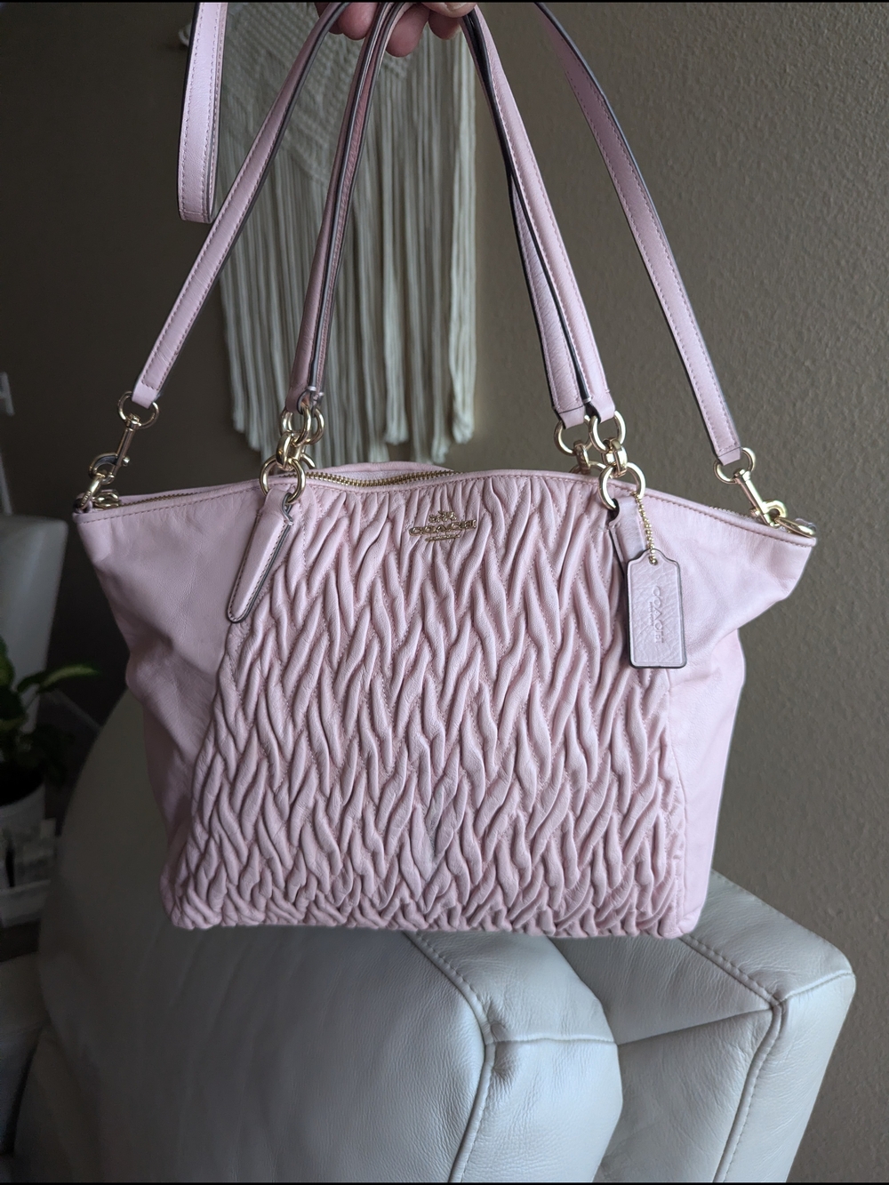 Coach Pink Quilted Tote Bag - Soft Pink Shoulder Bag